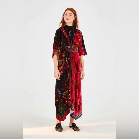 FARM RIO (NWT) Flower Scarves Maxi Dress (M) - Picture 2 of 15